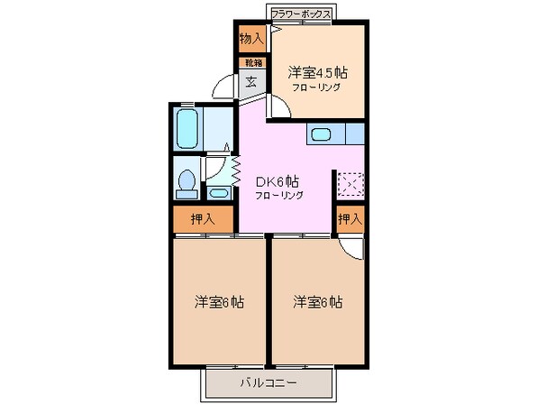 近鉄富田駅 徒歩7分 2階の物件間取画像